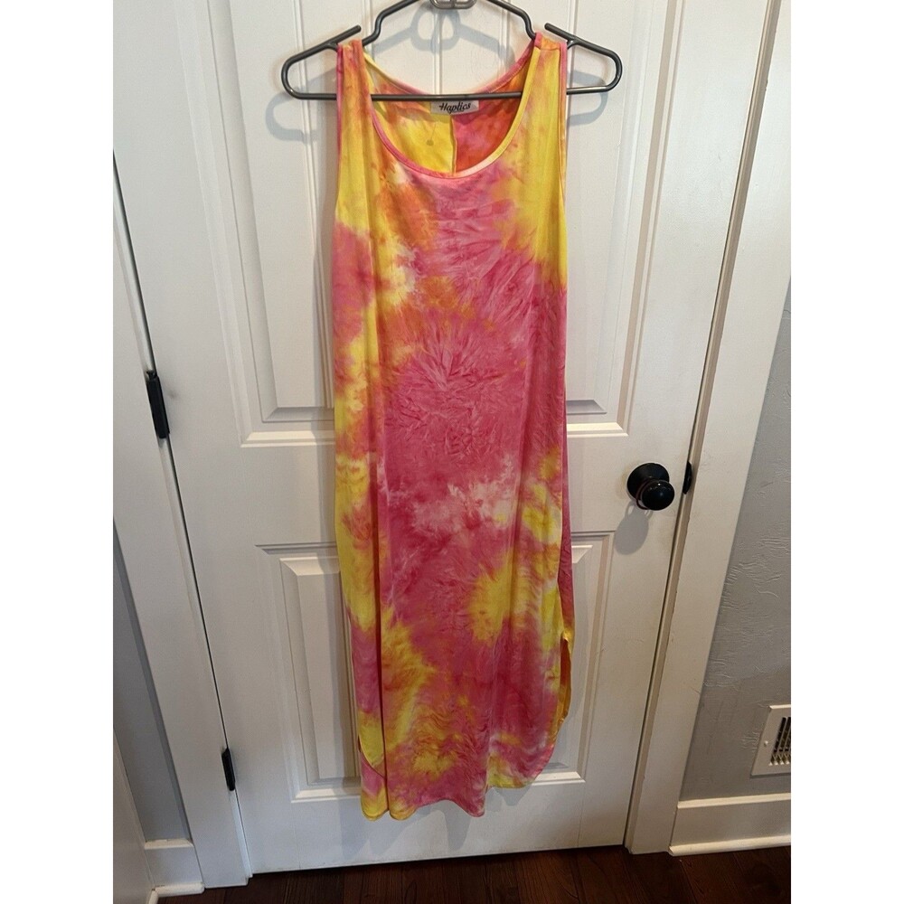 Haptics By Holly Harper Tie-Dye Maxi Dress women’s Medium Pink Yellow Boho